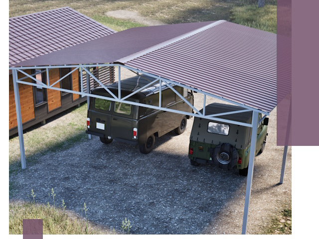 Двускатные навесы под ключ в Ростове-на-Доне — изготовление и монтаж